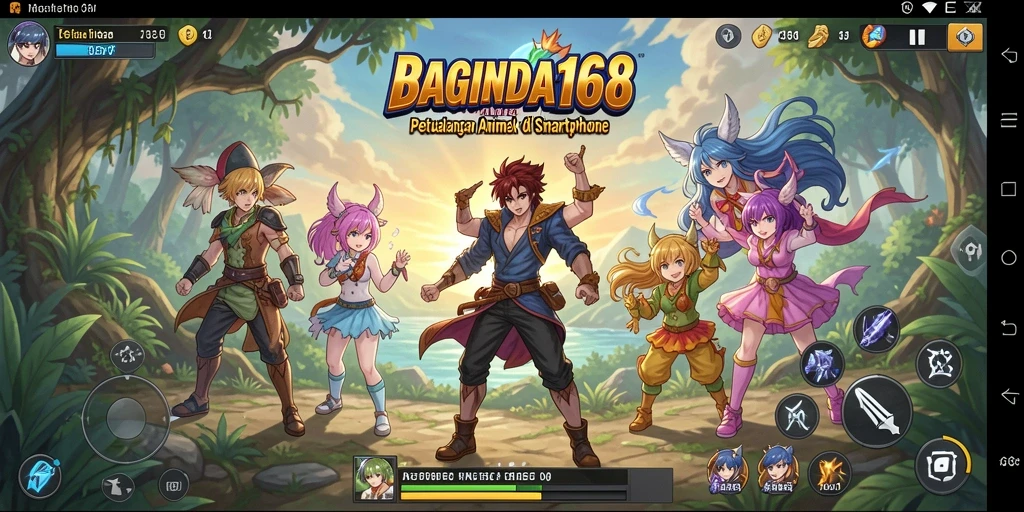 Tampilan gameplay menampilkan pertarungan karakter anime yang seru dan dinamis.