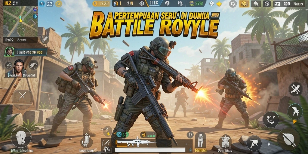 Gameplay seru di IN22 dengan aksi Battle Royale mendebarkan.