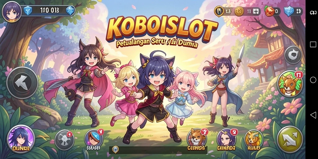 Tampilan gameplay KOBOISLOT dengan karakter animasi yang menakjubkan.