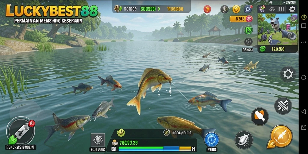 Tampilan seru gameplay LUCKYBEST88 dengan aksi memancing yang mendebarkan.