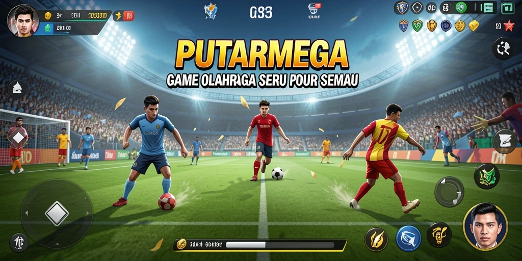 Tangkapan layar gameplay PUTARMEGA dengan pemain di lapangan.