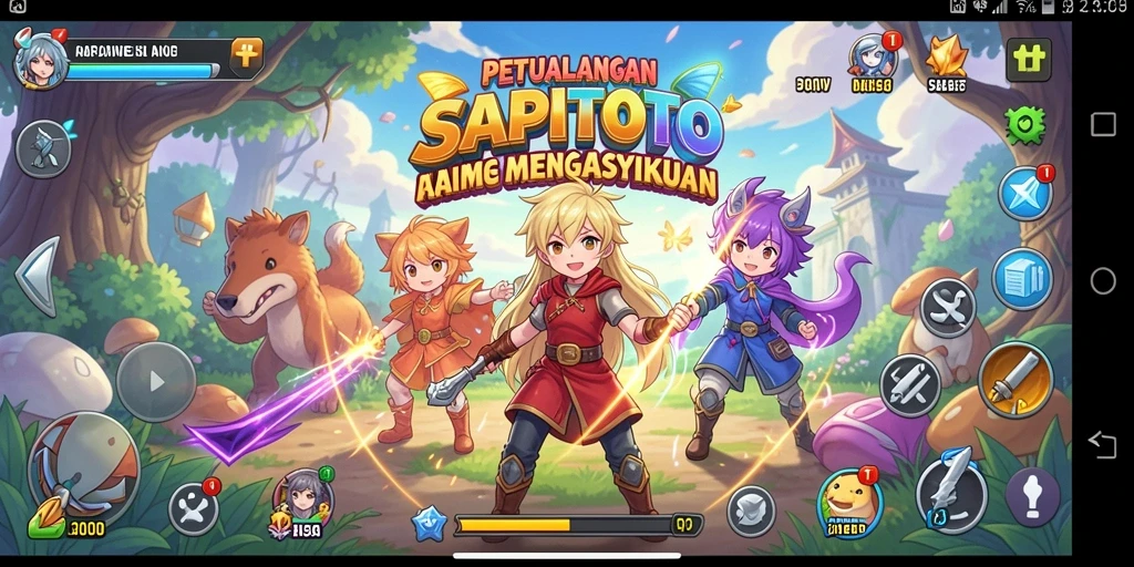 Tampilan gameplay seru dalam SAPITOTO dengan karakter animasi yang menarik.