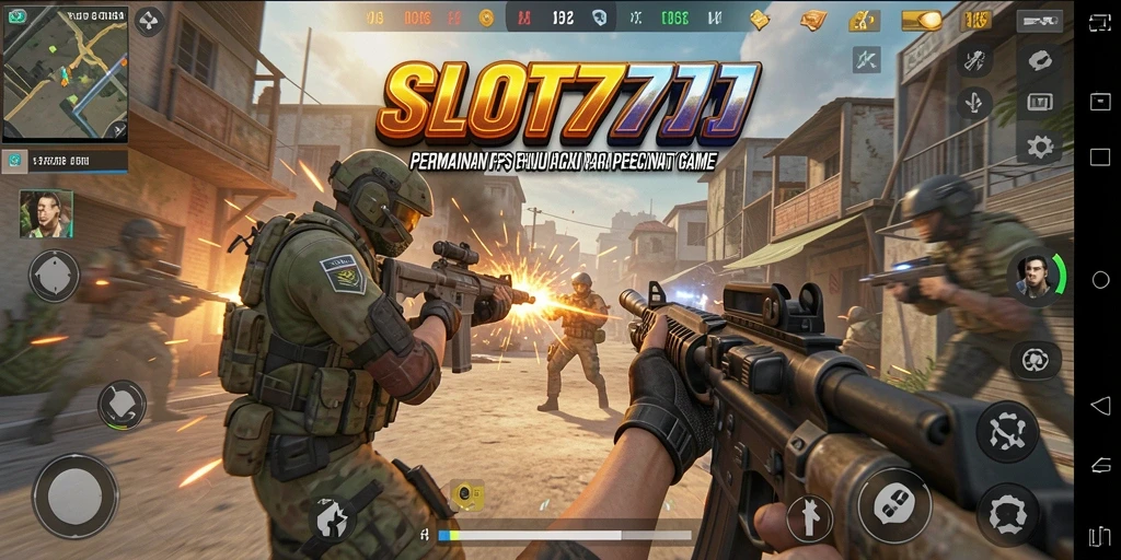 Gameplay SLOT777 yang mendebarkan dengan aksi tembak-menembak intens.