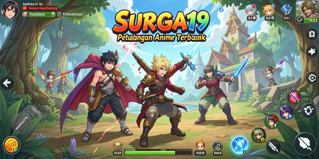 Tampilan gameplay SURGA19 dengan karakter anime yang menawan dan aksi seru.