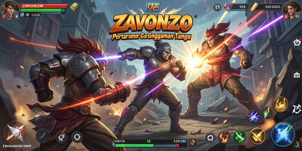 Screenshot gameplay ZAVONZO dengan aksi pertarungan Battle Royale.